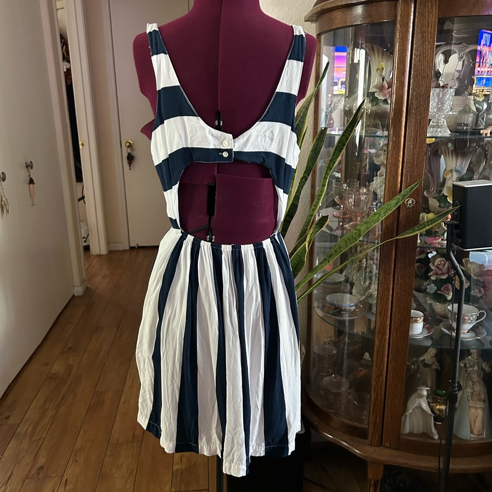 Abercrombie & Fitch Navy Blue & White Stripe Sundress - Picture 3 of 4